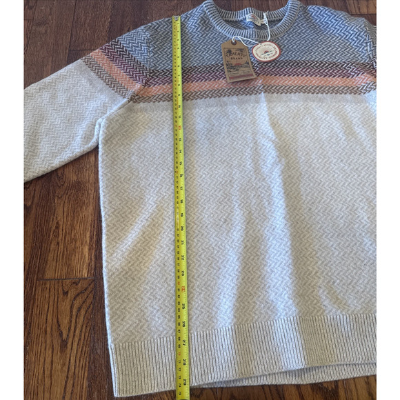 New Faherty Ombre Donegal Crewneck Sweater Mens XXL Merino Wool Herringbone NWT - Picture 8 of 8